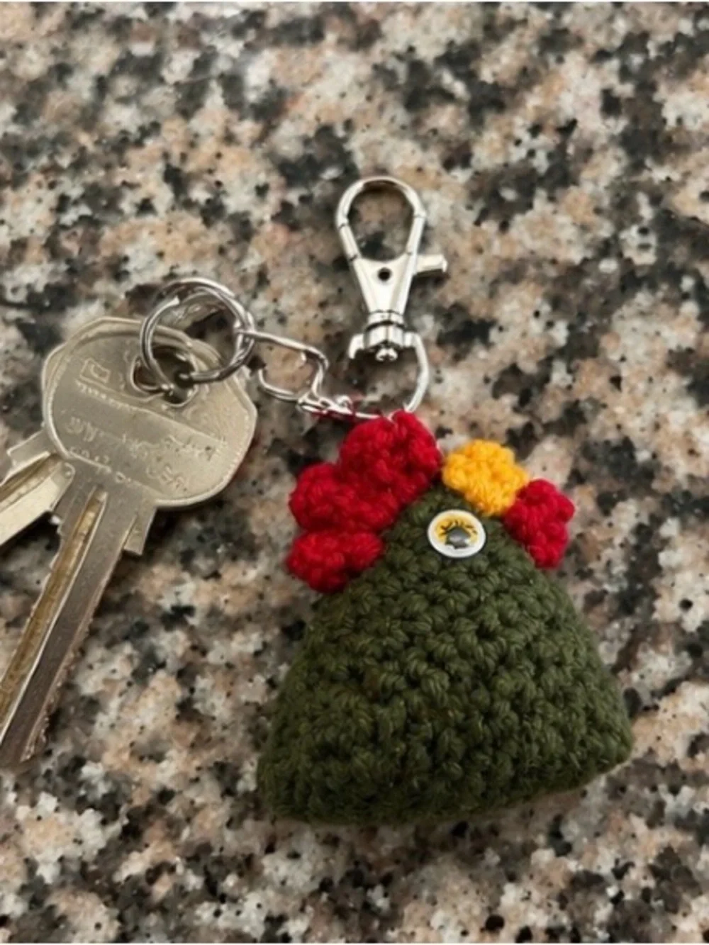 Handmade Crochet Chicken Keychain animal charm 1.5 inch for keys, bagpack purse
